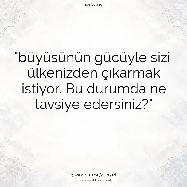 Ayetbul | Kuran Mealleri | Quran | Şuara suresi 35. ayet