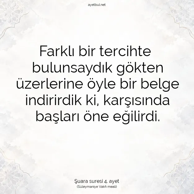 Ayetbul | Kuran Mealleri | Quran | Şuara suresi 4. ayet