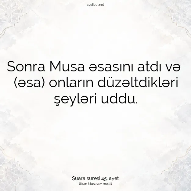 Ayetbul | Kuran Mealleri | Quran | Şuara suresi 45. ayet