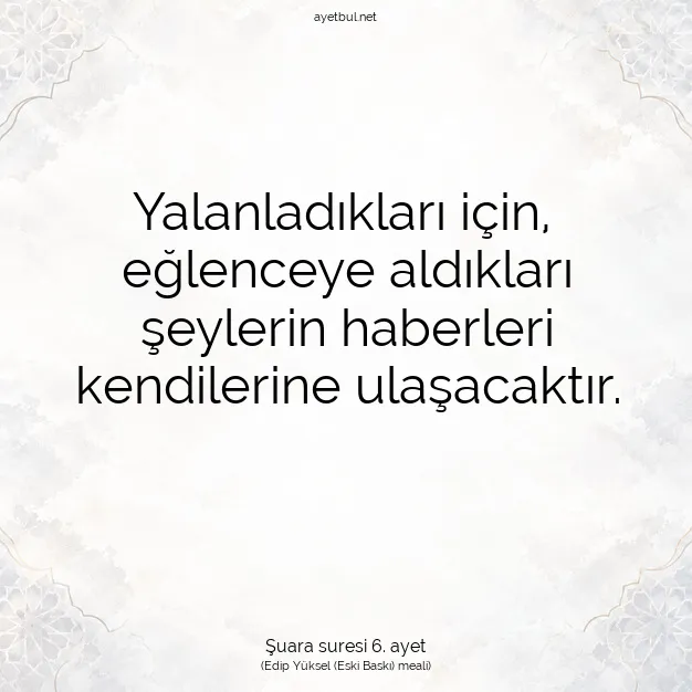 Ayetbul | Kuran Mealleri | Quran | Şuara suresi 6. ayet