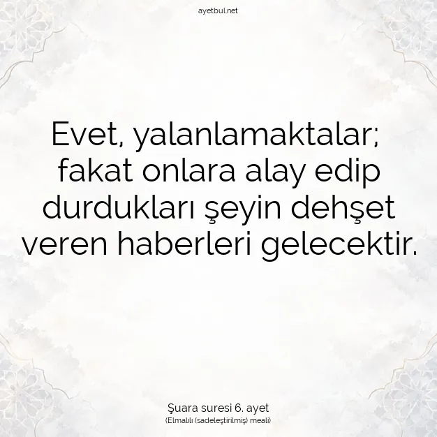 Ayetbul | Kuran Mealleri | Quran | Şuara suresi 6. ayet