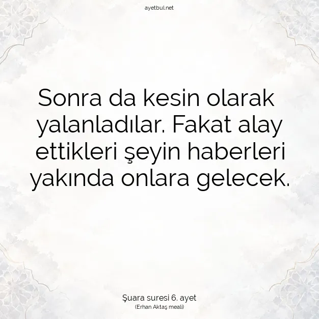 Ayetbul | Kuran Mealleri | Quran | Şuara suresi 6. ayet
