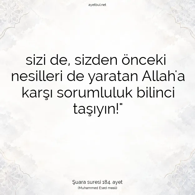 Ayetbul | Kuran Mealleri | Quran | Şuara suresi 184. ayet