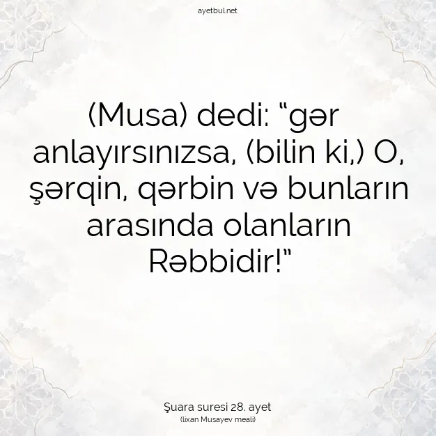 Ayetbul | Kuran Mealleri | Quran | Şuara suresi 28. ayet