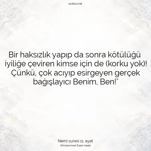 Ayetbul | Kuran Mealleri | Quran | Neml suresi 11. ayet