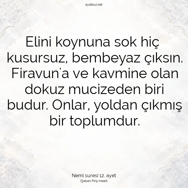 Ayetbul | Kuran Mealleri | Quran | Neml suresi 12. ayet
