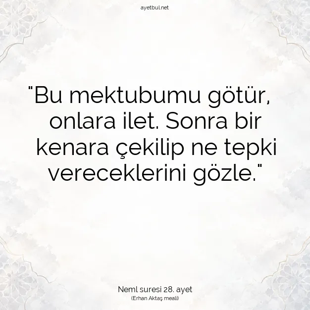 Ayetbul | Kuran Mealleri | Quran | Neml suresi 28. ayet
