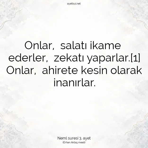 Ayetbul | Kuran Mealleri | Quran | Neml suresi 3. ayet