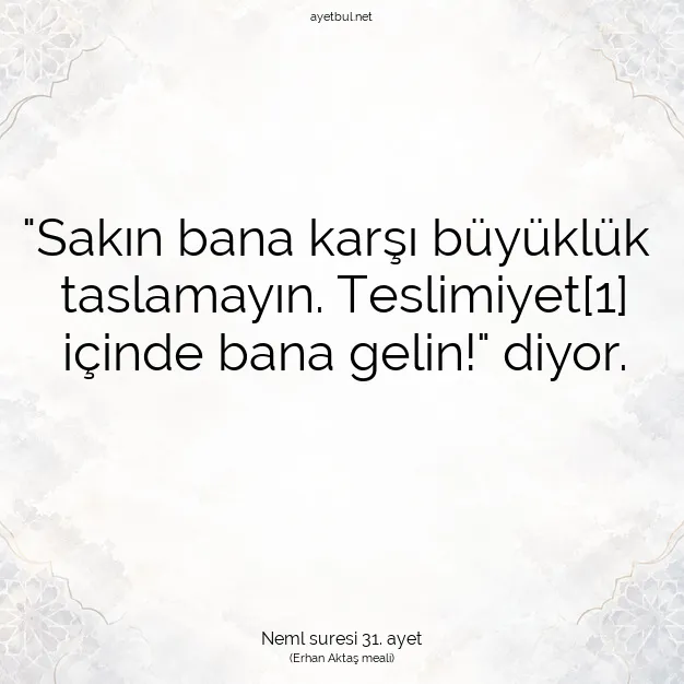 Ayetbul | Kuran Mealleri | Quran | Neml suresi 31. ayet