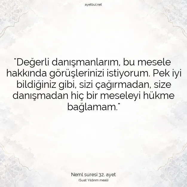 Ayetbul | Kuran Mealleri | Quran | Neml suresi 32. ayet