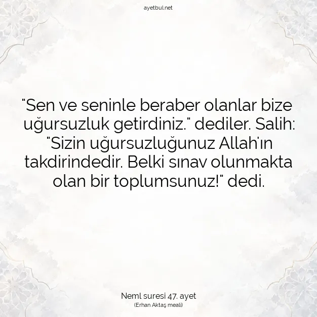 Ayetbul | Kuran Mealleri | Quran | Neml suresi 47. ayet