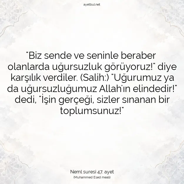 Ayetbul | Kuran Mealleri | Quran | Neml suresi 47. ayet