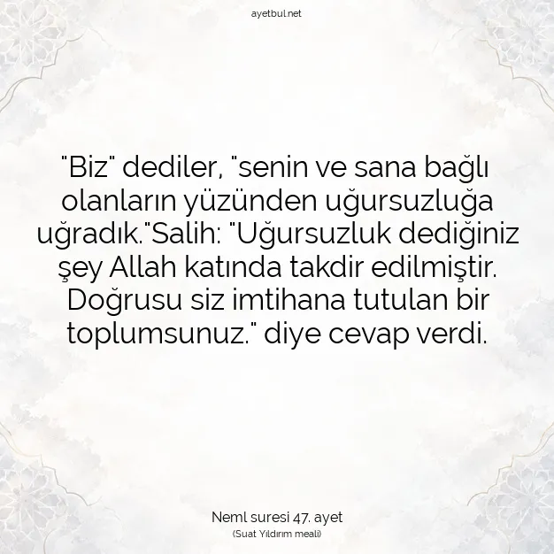 Ayetbul | Kuran Mealleri | Quran | Neml suresi 47. ayet