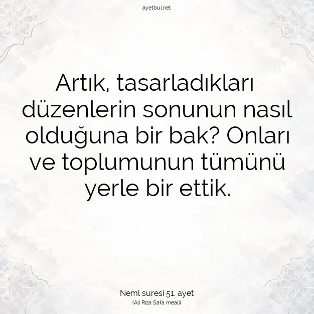 Ayetbul | Kuran Mealleri | Quran | Neml suresi 51. ayet