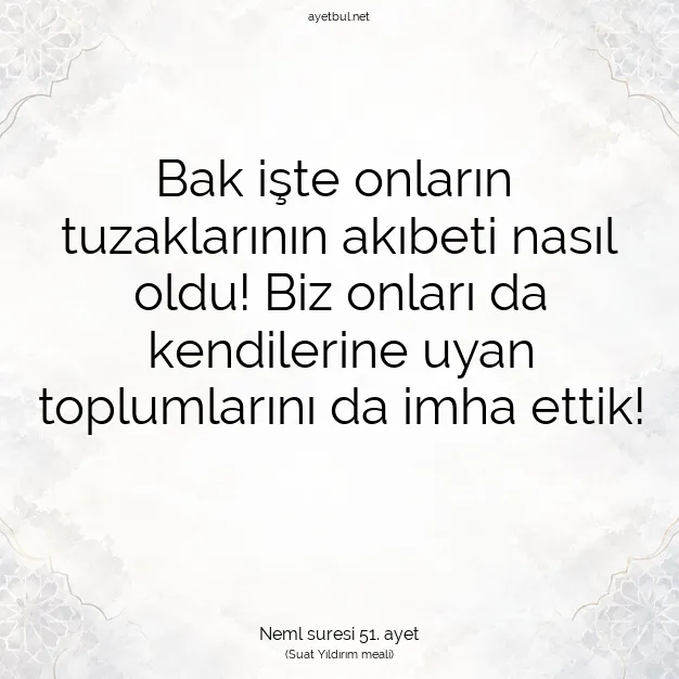 Ayetbul | Kuran Mealleri | Quran | Neml suresi 51. ayet