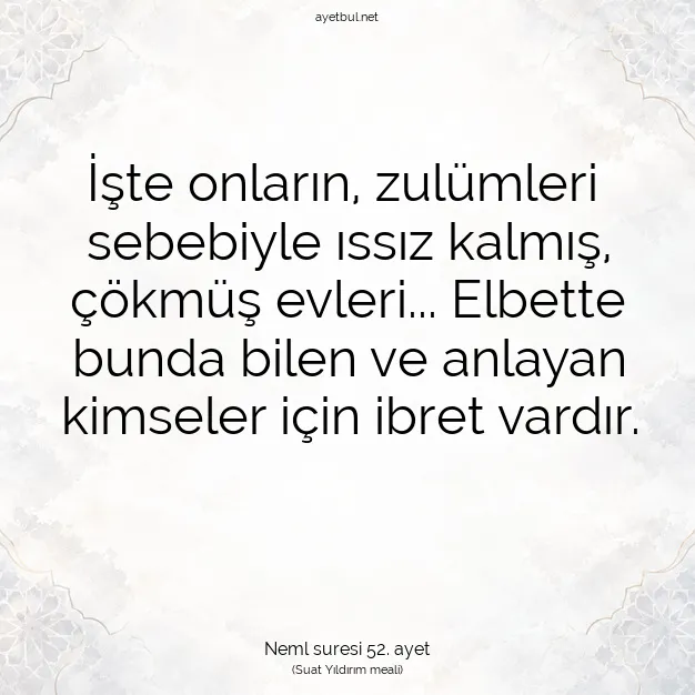 Ayetbul | Kuran Mealleri | Quran | Neml suresi 52. ayet