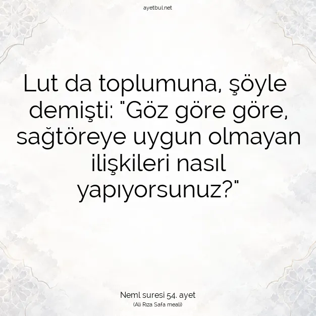 Ayetbul | Kuran Mealleri | Quran | Neml suresi 54. ayet
