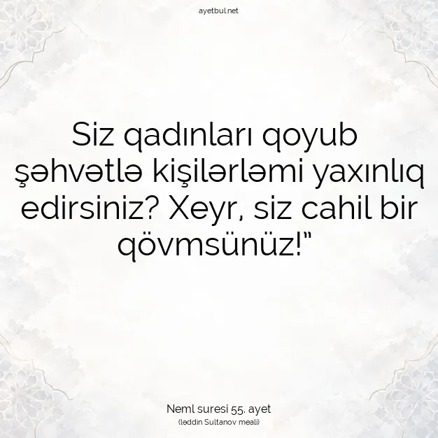 Ayetbul | Kuran Mealleri | Quran | Neml suresi 55. ayet