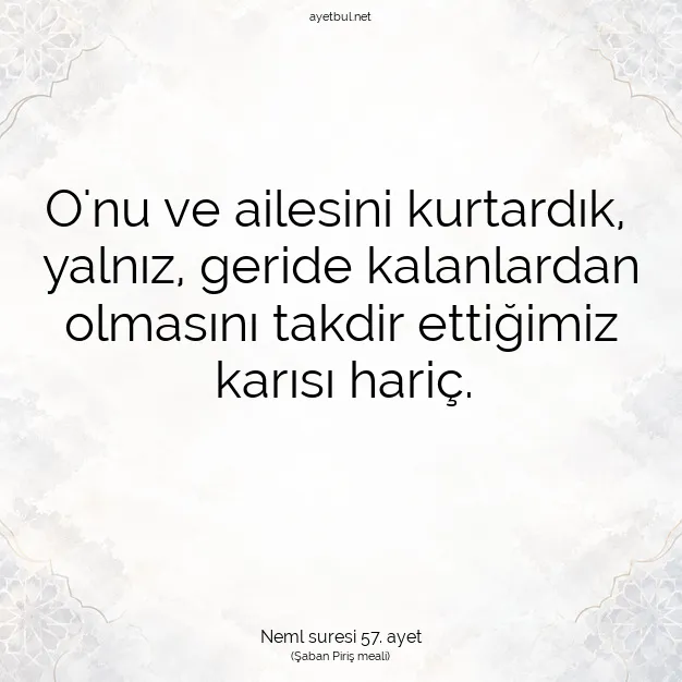 Ayetbul | Kuran Mealleri | Quran | Neml suresi 57. ayet
