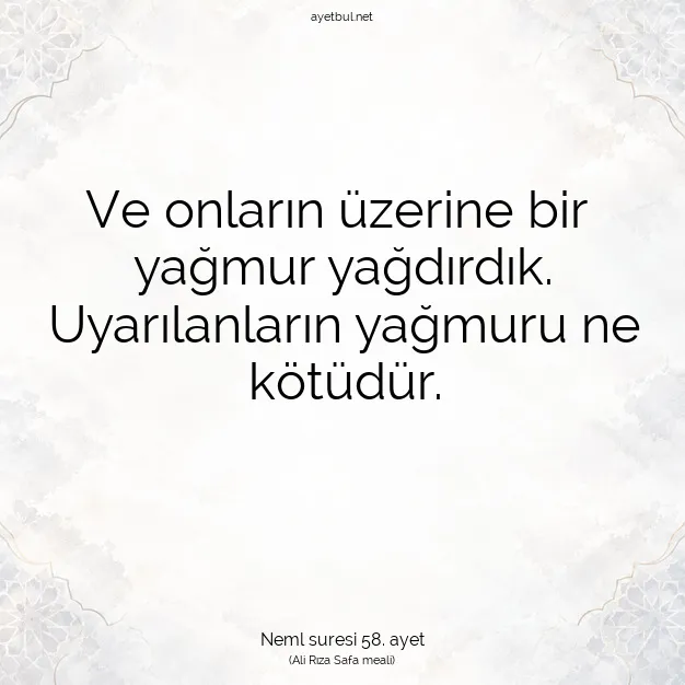 Ayetbul | Kuran Mealleri | Quran | Neml suresi 58. ayet