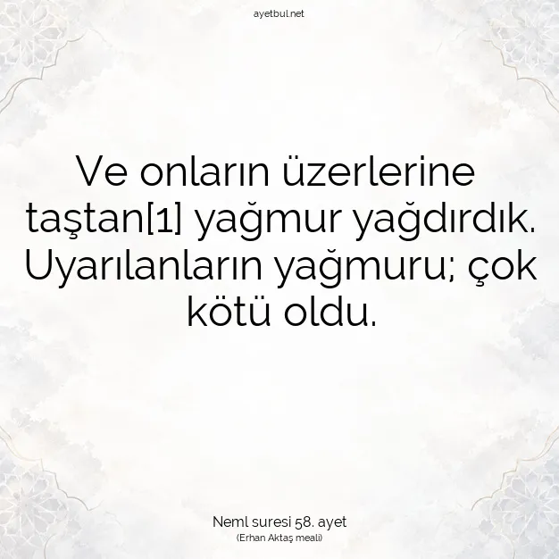 Ayetbul | Kuran Mealleri | Quran | Neml suresi 58. ayet