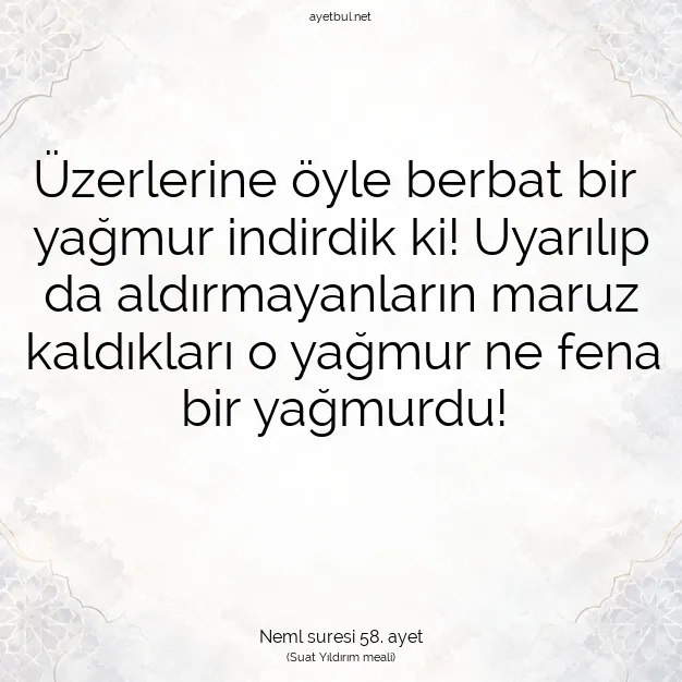 Ayetbul | Kuran Mealleri | Quran | Neml suresi 58. ayet