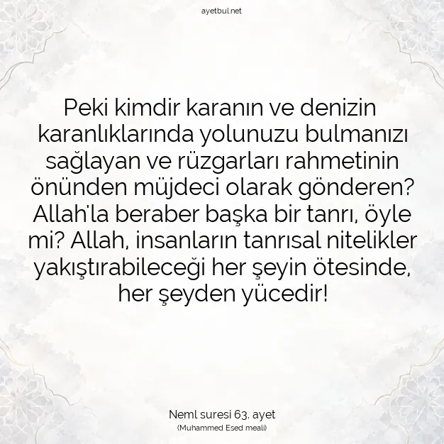 Ayetbul | Kuran Mealleri | Quran | Neml suresi 63. ayet