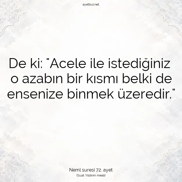 Ayetbul | Kuran Mealleri | Quran | Neml suresi 72. ayet