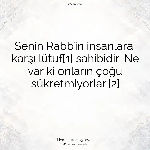 Ayetbul | Kuran Mealleri | Quran | Neml suresi 73. ayet