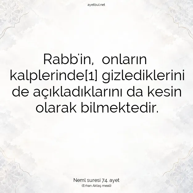 Ayetbul | Kuran Mealleri | Quran | Neml suresi 74. ayet