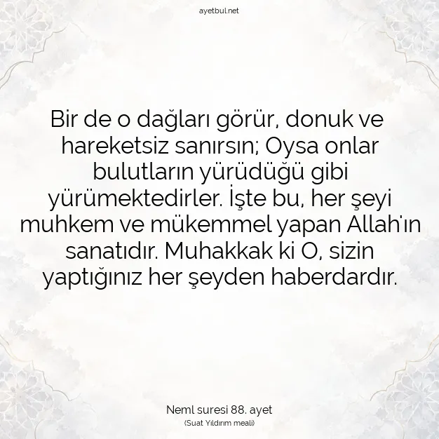 Ayetbul | Kuran Mealleri | Quran | Neml suresi 88. ayet