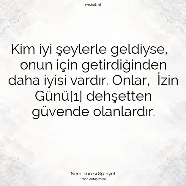 Ayetbul | Kuran Mealleri | Quran | Neml suresi 89. ayet