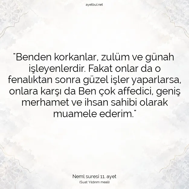 Ayetbul | Kuran Mealleri | Quran | Neml suresi 11. ayet