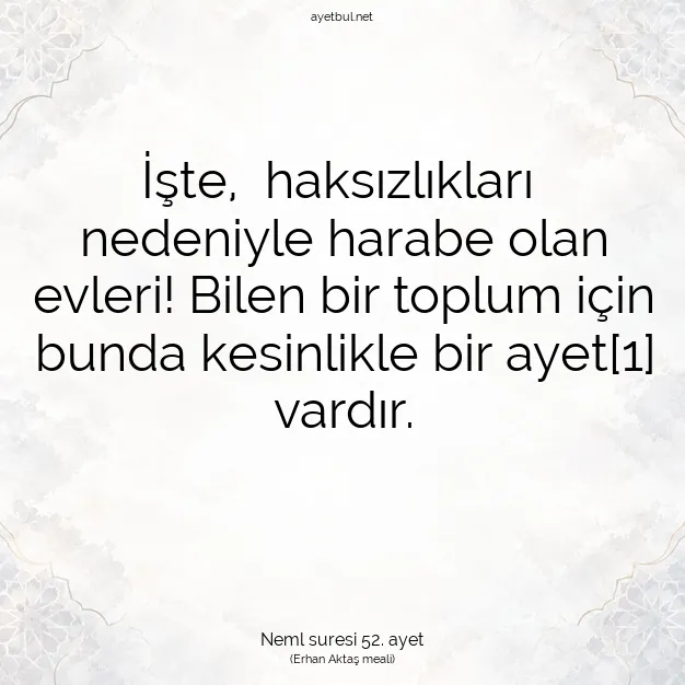 Ayetbul | Kuran Mealleri | Quran | Neml suresi 52. ayet