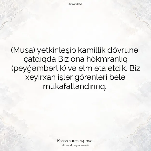 Ayetbul | Kuran Mealleri | Quran | Kasas suresi 14. ayet