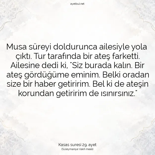 Ayetbul | Kuran Mealleri | Quran | Kasas suresi 29. ayet