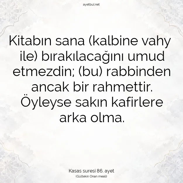 Ayetbul | Kuran Mealleri | Quran | Kasas suresi 86. ayet