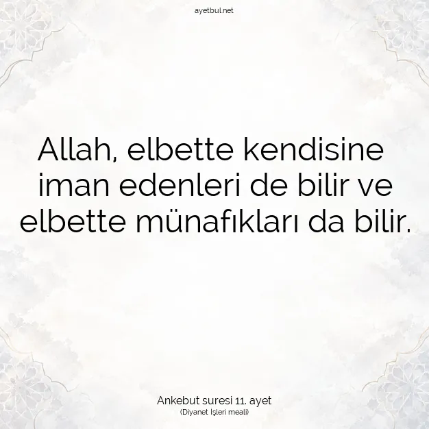 Ayetbul | Kuran Mealleri | Quran | Ankebut suresi 11. ayet