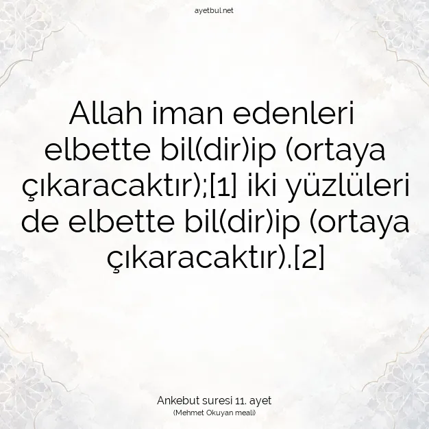 Ayetbul | Kuran Mealleri | Quran | Ankebut suresi 11. ayet