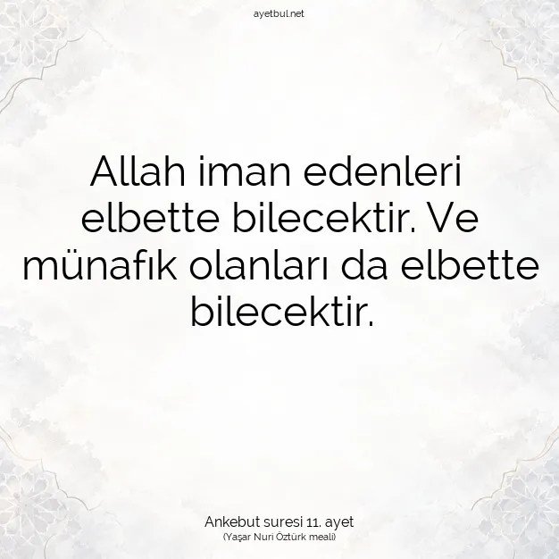Ayetbul | Kuran Mealleri | Quran | Ankebut suresi 11. ayet