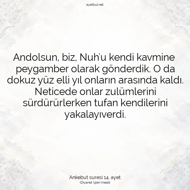 Ayetbul | Kuran Mealleri | Quran | Ankebut suresi 14. ayet