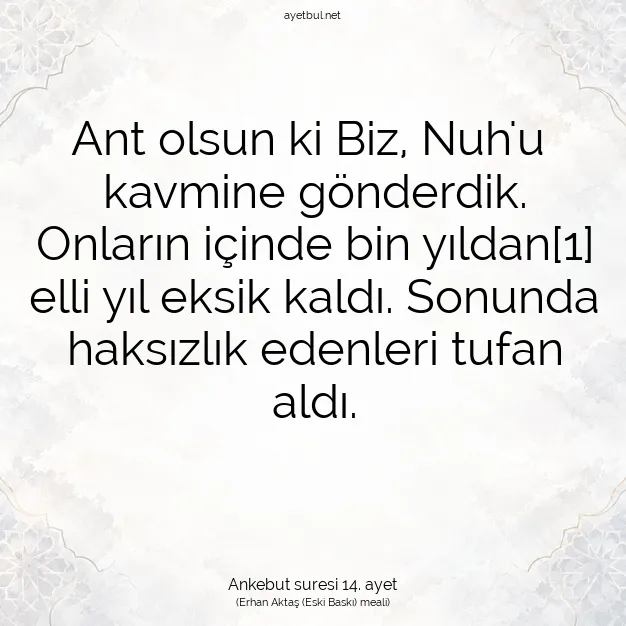 Ayetbul | Kuran Mealleri | Quran | Ankebut suresi 14. ayet