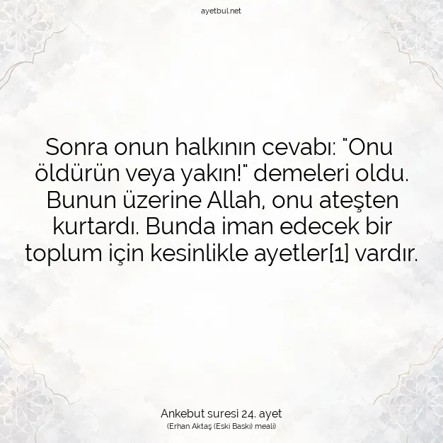 Ayetbul | Kuran Mealleri | Quran | Ankebut suresi 24. ayet