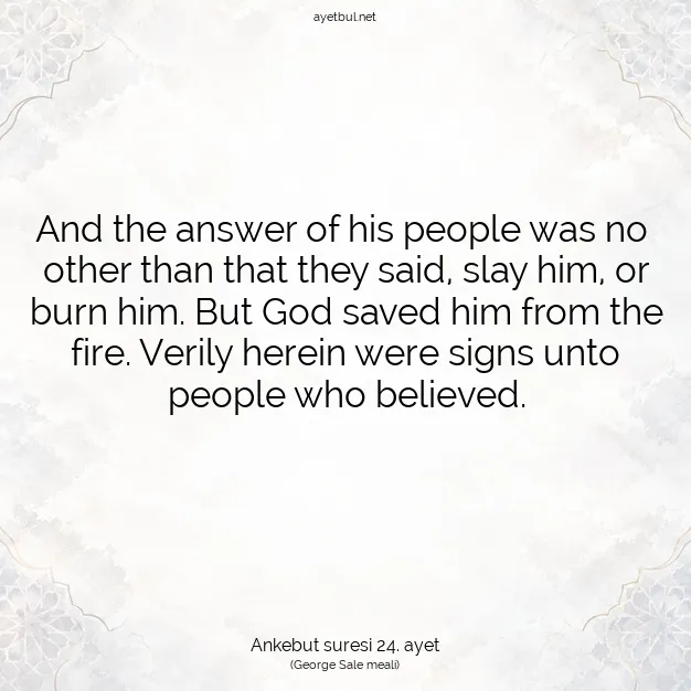 Ayetbul | Kuran Mealleri | Quran | Ankebut suresi 24. ayet