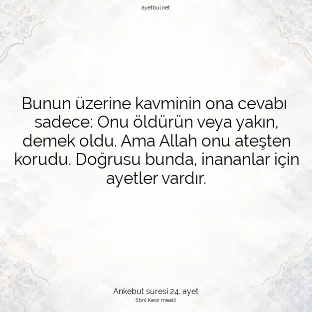 Ayetbul | Kuran Mealleri | Quran | Ankebut suresi 24. ayet