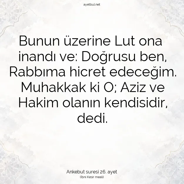Ayetbul | Kuran Mealleri | Quran | Ankebut suresi 26. ayet