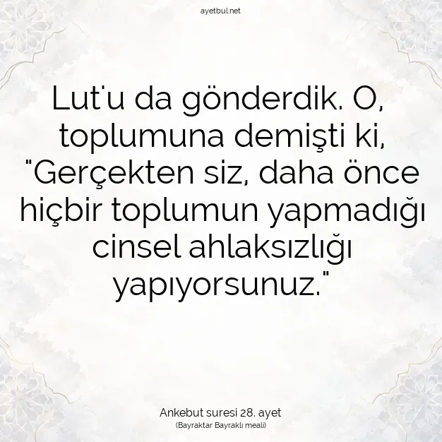 Ayetbul | Kuran Mealleri | Quran | Ankebut suresi 28. ayet