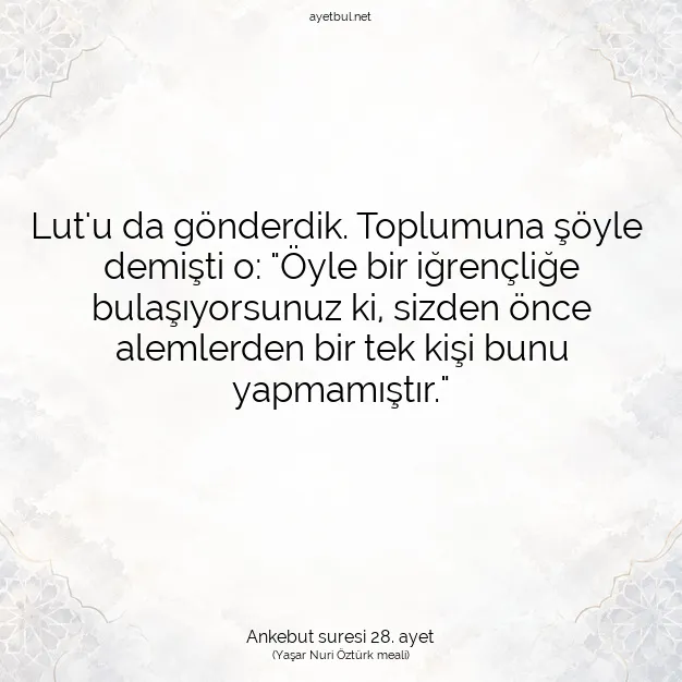 Ayetbul | Kuran Mealleri | Quran | Ankebut suresi 28. ayet