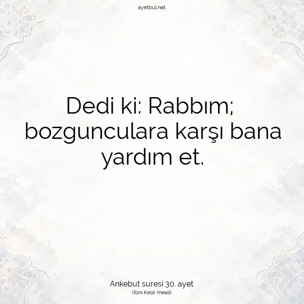 Ayetbul | Kuran Mealleri | Quran | Ankebut suresi 30. ayet