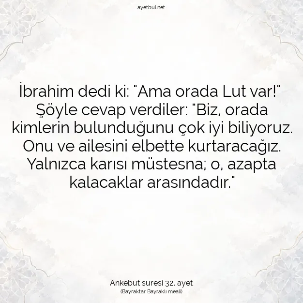 Ayetbul | Kuran Mealleri | Quran | Ankebut suresi 32. ayet